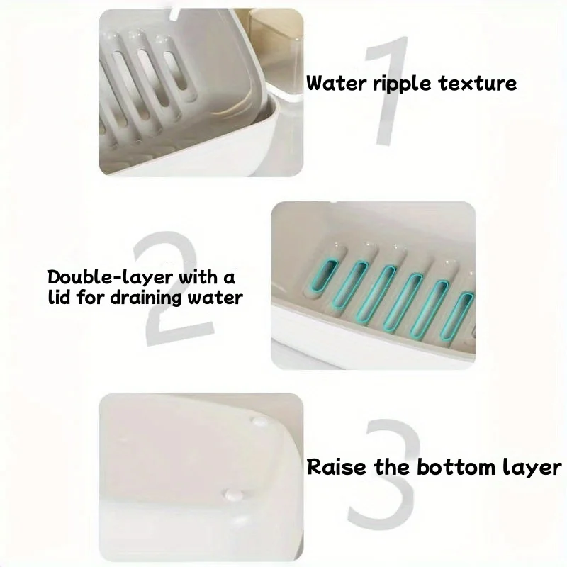 1pc Double Layer Drain Soap Box Easy Clean Keep Soap Dry Non Slip Bottom Household Bathroom Drain Storage Rack Dish Holder