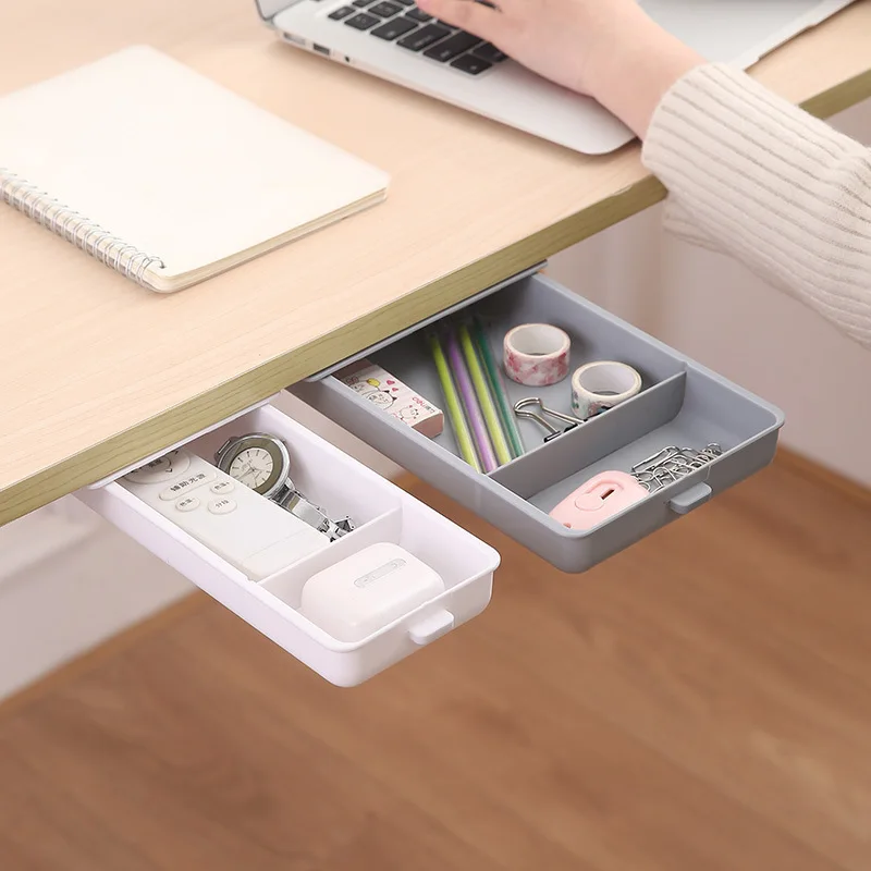 

Under Desk Drawer Hidden Self-Adhesive Pencil Tray Drawer Under Desk Organizer Storage Box Pen Holder Stationery Storage Drawer