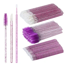 ANNAFRIS 50 - Pack Disposable Crystal Eyelash & Eyebrow Brushes (Clear Purple Set)