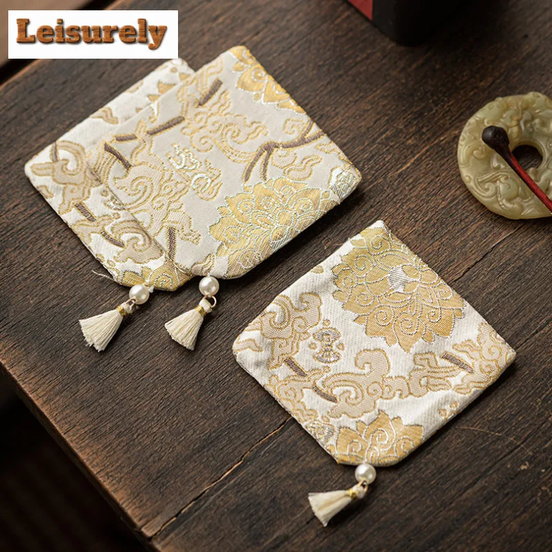Retro Woven Brocade Tassel Coasters Luxury Hot Pad For Coffee Cups Saucer Anti-scald Placemats Teacup Base Tea Ceremony Gift