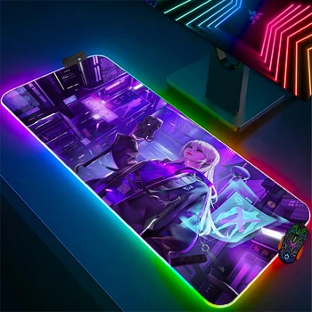 RGB 마우스 패드 게이밍 레이저 사이버 펑크 2077 비디오 게임 데스크 보호대 게이머 키보드 마우스 패드, PC 액세서리 백라이트 매트 900X400