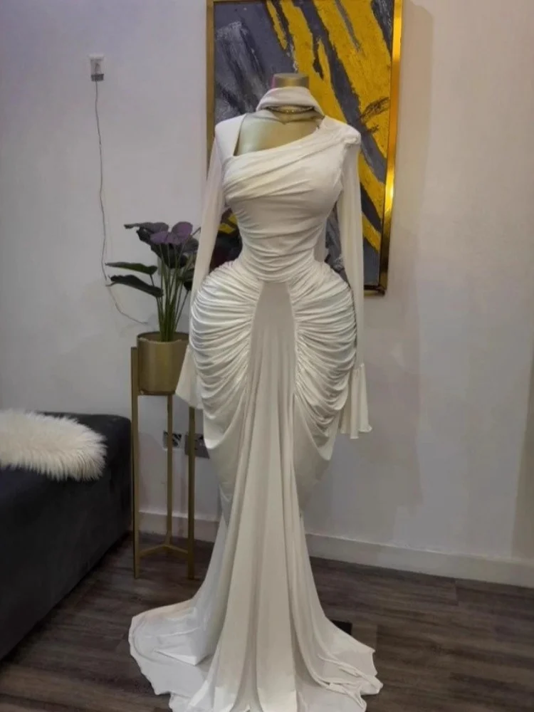 Wmstar Dress Women Wholesale Fashion Evening Dress with Slanted Collar and Pleated Style Long Length Drop Shopping 2025