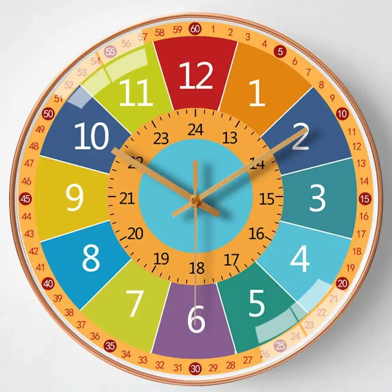 

Round Digital Wall Clock 12 Inch Early Education Learning Cute Clocks for Toddler Children Room Decoration Silent Clock Fashion