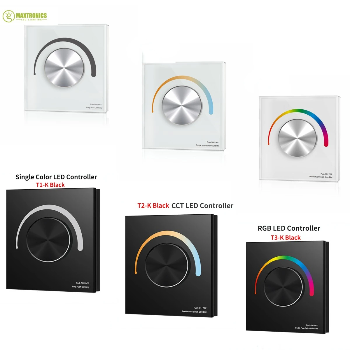 DC12-24V T1-K/T2-K/T3-K вращающаяся сенсорная стеклянная панель DIM/CCT/RGB светодиодный контроллер Dim для одного цвета/цветовой температуры/RGB светодиодный ная лента