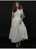 OLOEY Simple A Line Taffeta Wedding Dresses Korea Photoshoot Short Sleeves Bateau Neck Ankle Length Bridal Gowns Formal Party 1