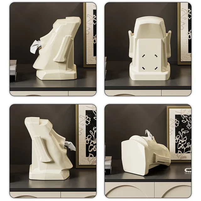 Support de rangement pour lunettes et écouteurs, rangement de bureau multifonction, boîte à mouchoirs Moai créative pour chambre à coucher ou Table de bureau décorative 2