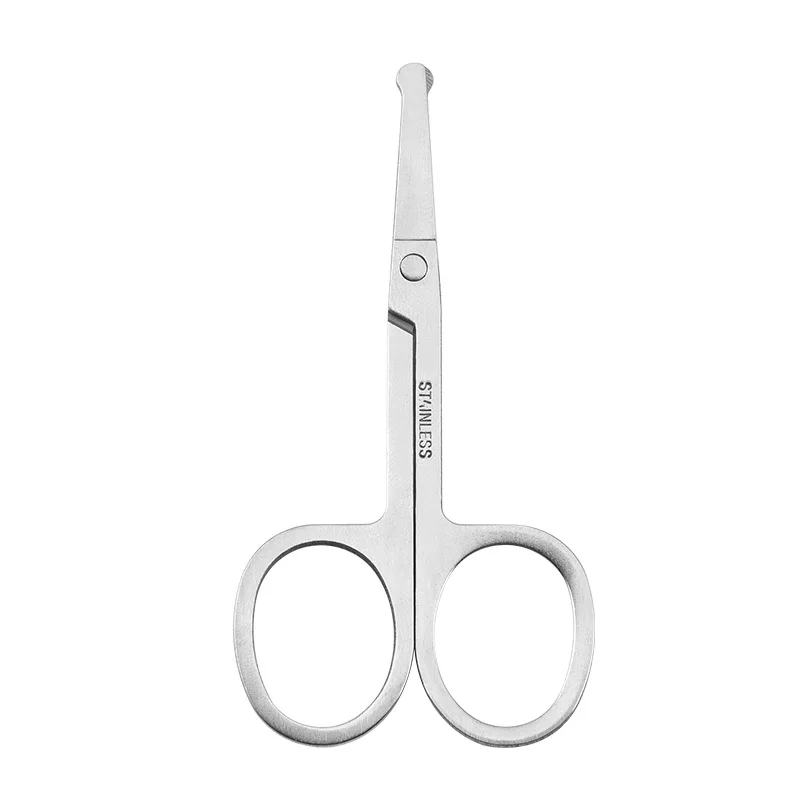 200pcs 남여 스테인레스 스틸 블랙 라운드 헤드 안전 코 머리 가위 눈썹 가위, 가정용 가위