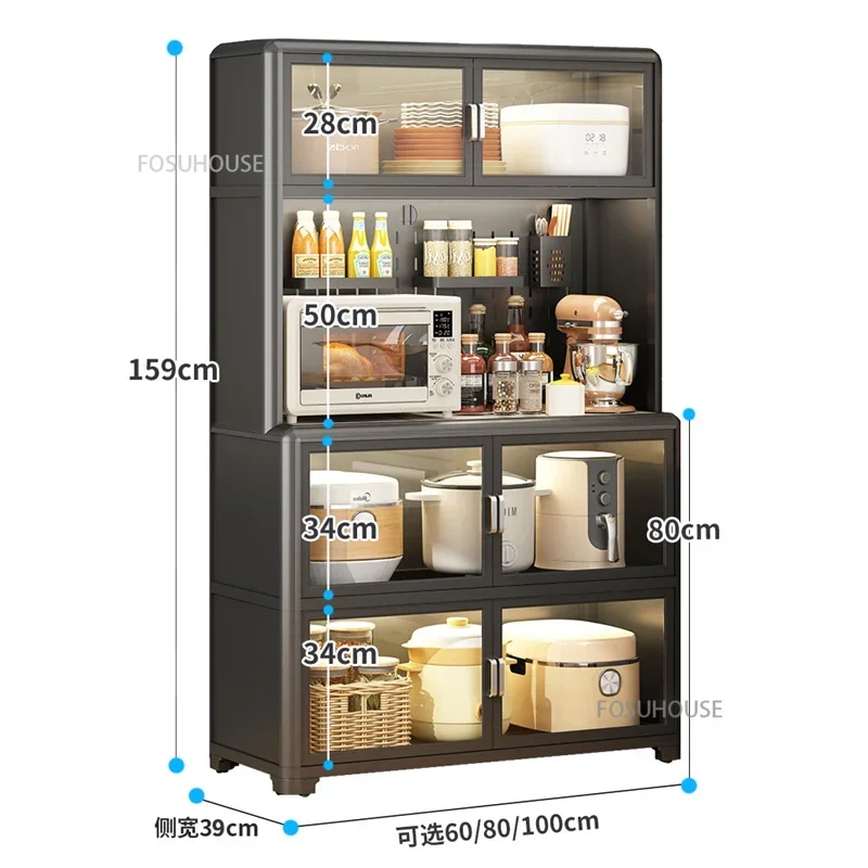 Home Multi-functional Storage Cabinets Floor-standing Kitchen Cabinets Sideboard Multi-layer Microwave Ovens Pots Storage shelf