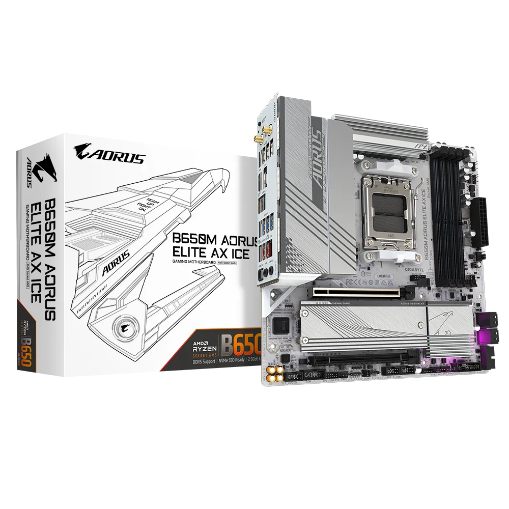 Computer Motherboard Set GIGABYTE B650M AORUS ELITE AX ICE Support M.2 Cooling Armor4xDDR5 12+2+2 Power Supply