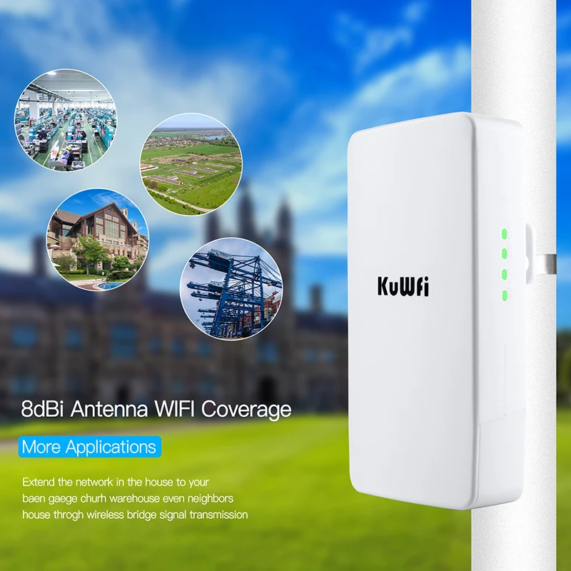KuWFi Outdoor WI FI Router Wireless 2.4G Wifi Repeater 300Mbps Point to Point Wifi Signal Amplifier Increases Wifi Range 1KM — view 3