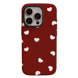 Love Heart Matte Grid Pattern Shockproof Phone Case with 2 - in - 1 Film Shell Bumper Cover for OnePlus 11 (AiXin001)
