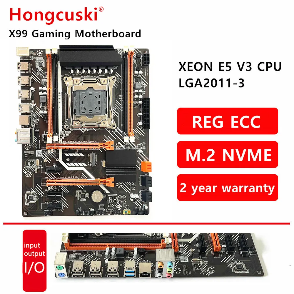 

X99 LGA2011-V3 NVME M.2 SSD Motherboard DDR3 PCI-E3 mainboard REG ECC RAM Memory Support Xeon e5 2678 v3 PC gaming USB WIFI port