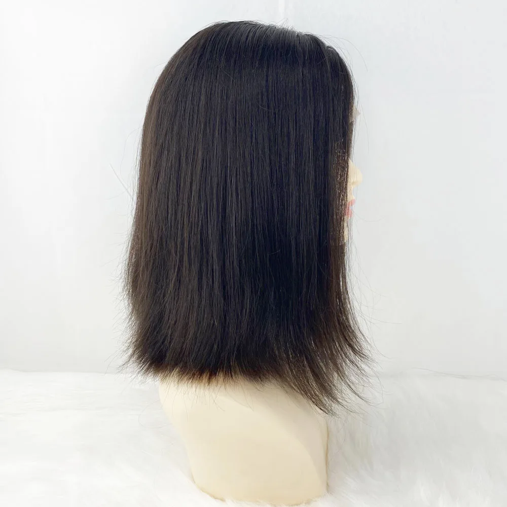 Peluca de cabello humano con encaje suizo, peluca judía con malla frontal transparente, Cabello 100% virgen europeo, Kosher, misma longitud