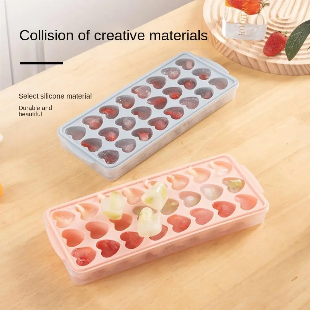 Easy To Demold Silicone Ice Cube Mold Homemade With Cover Tape Ice Box Refrigerator Cute Wind Box Children