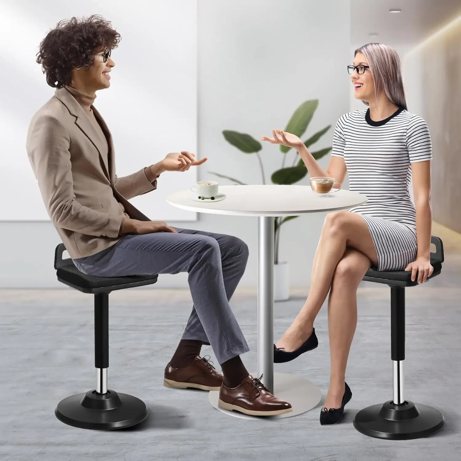 Active Chair with Handle, Height-Adjustable (24.6-34.4") Wobble Chair Made of Elastic Fabric & 45 mm Foam 2