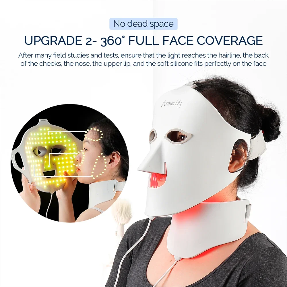 Face Neck Silicone LED Mask 7 Colors LED Light Photon Red Light Therapy 3D Flexible Facial Mask Anti-Ance Skin Care Face Mask Led Facial Mask Facial Neck Mask