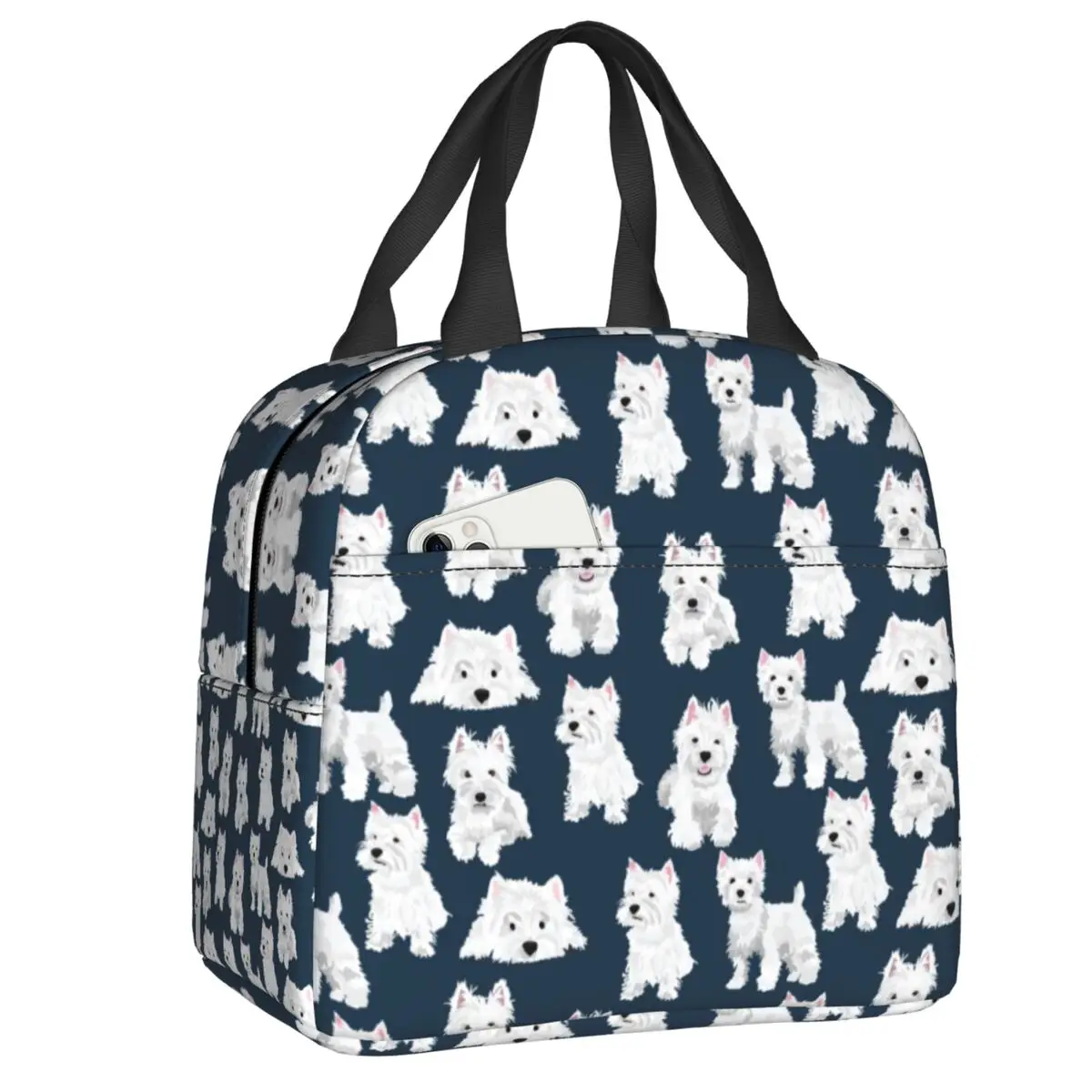 

West Highland White Terrier Dog Insulated Lunch Bag for Women Portable Westie Puppy Thermal Cooler Lunch Box Office Work School
