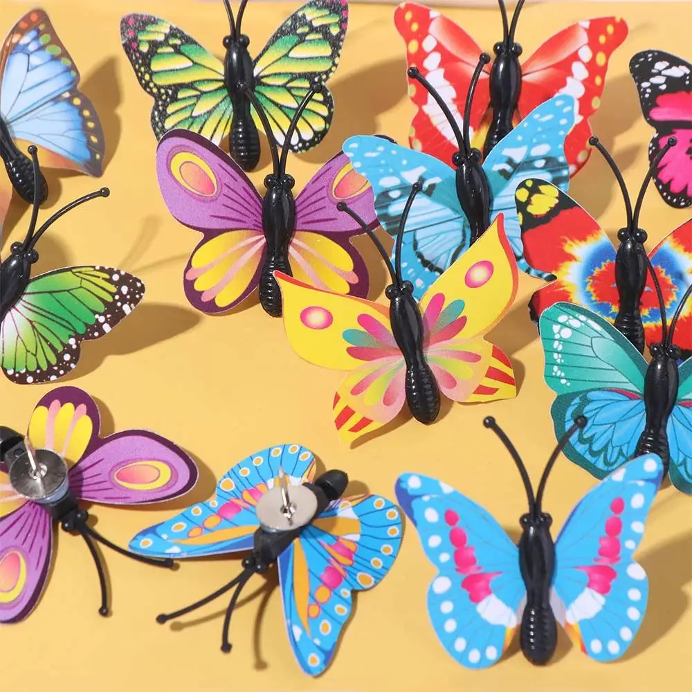 30Pcs 크리 에이 티브 다채로운 나비 푸시 핀 3D DIY 칠판 푸시 핀 다기능 상자 포함 엄지 못 문구류