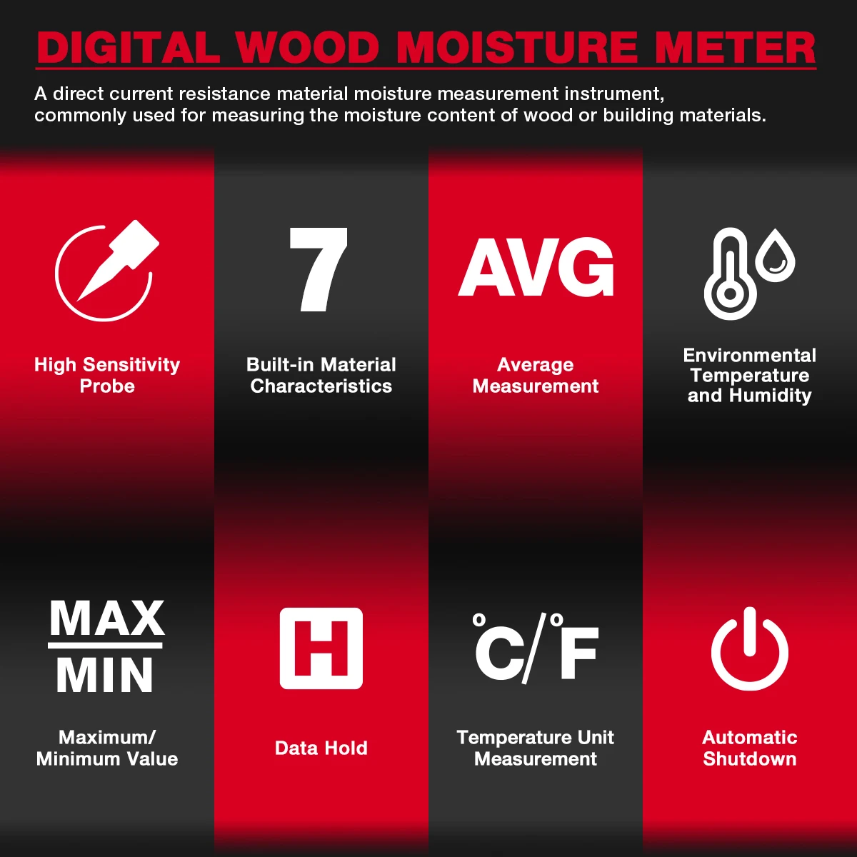 HABOTEST HT632 Digital Wood Moisture Meter Wall Water Tester Humidity Meter Two Pins Hygrometer Concrete Cement Brick Detector wood moisture meter