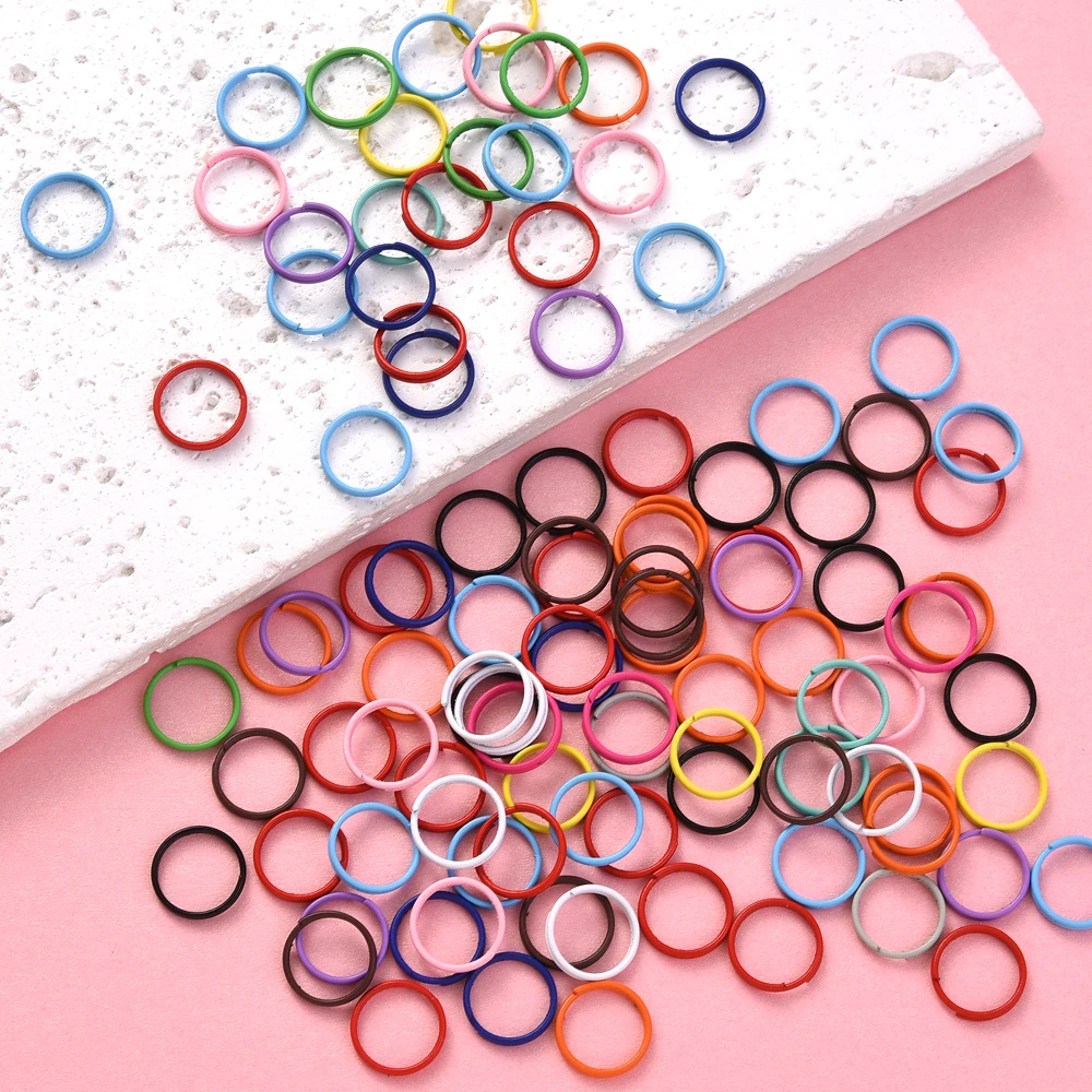 100pcs Colorful Painted Iron Rings for DIY Accessories and Keychains