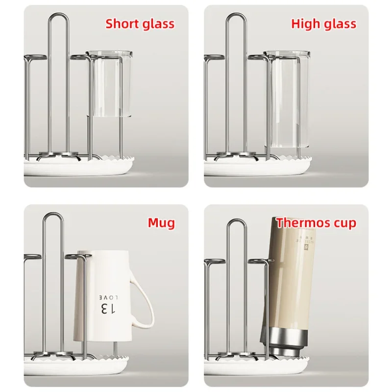 304 Stainless steel Cup Coffee Countertop Drain Storage Rack Tree Shape Storage Holder Cup Glass Down Holder Tea Rack Upside