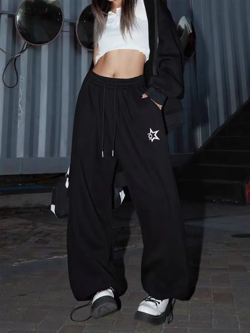

Vintage Hiphop Streetwear Wide Leg Pants Women Korean Casual Sweatpants Baggy Trousers Kawaii Loose Joggers 2023