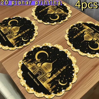 Set of 4 Ramadan Placemats Featuring Crescent Moon and Star Designs 1