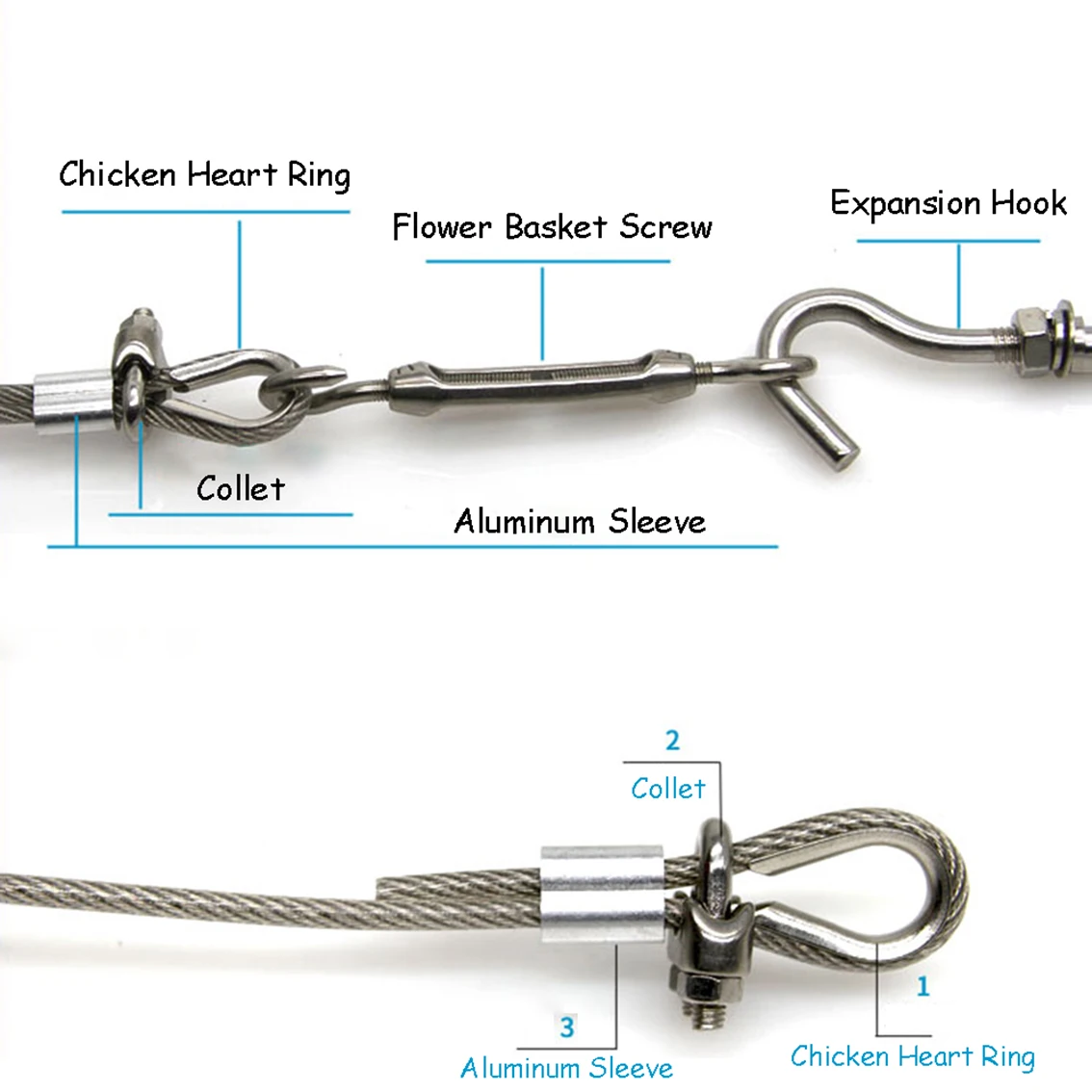 304 Stainless Steel Plastic Coated Soft Steel Wire Rope Lifting Wire Rope With A Diameter Of 4/5mm And A Length Of 2-30 Meters