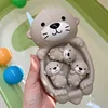 Baby Bath Toys Stacking Bath Boat Toy Silicone Adorable Animal Finger Puppets for Children Interactive Floating Squeeze Toy Gift 6