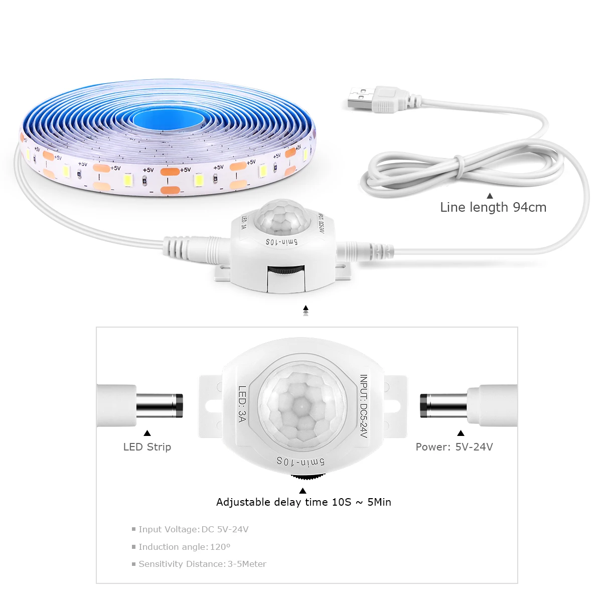 รูปสินค้า เทปริบบิ้น LED ไร้สาย ตรวจจับการเคลื่อนไหว ตกแต่งบ้าน