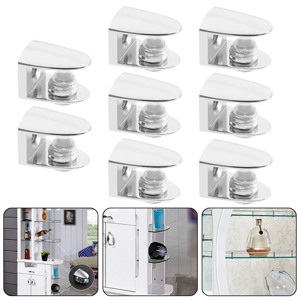 Glass Clamp Glass Shelf Supports Cabinet Display Cabinet Brackets Fasteners Glass Support Bracket Screws Pantry Shelving Silver