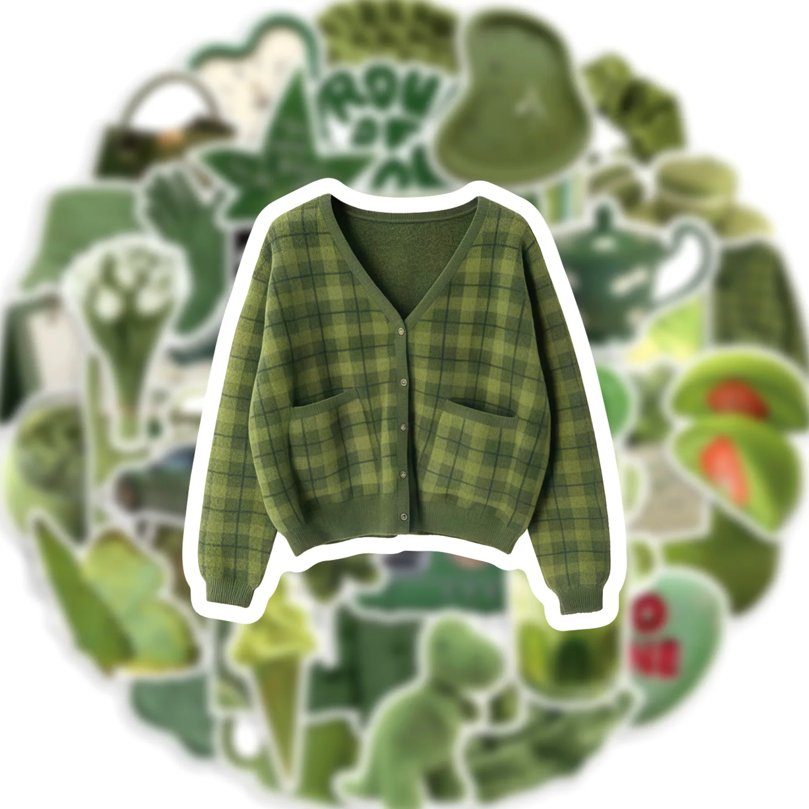 50팩 올리브 그린 예술적 DIY 스티커 방수 그래피티 데칼 (노트북, 물컵, 여행 가방, 휴대폰, 헬멧 용품)