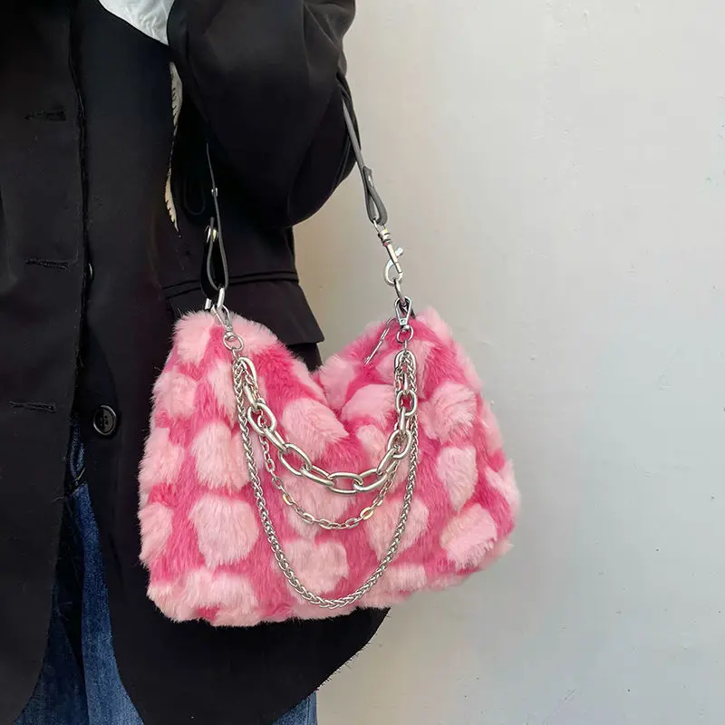 Love Heart Shoulder Bags Double Side Used Winter Underarm Bag Women main image 0