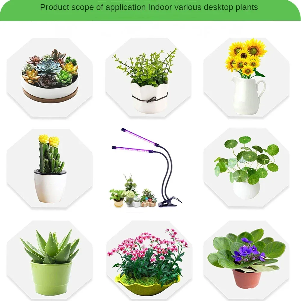 LED Grow Light for Indoor Plants, Plant Growing Light, Full Spectrum Clip, Adjustable Timer, 3, 6, 12 Hours
