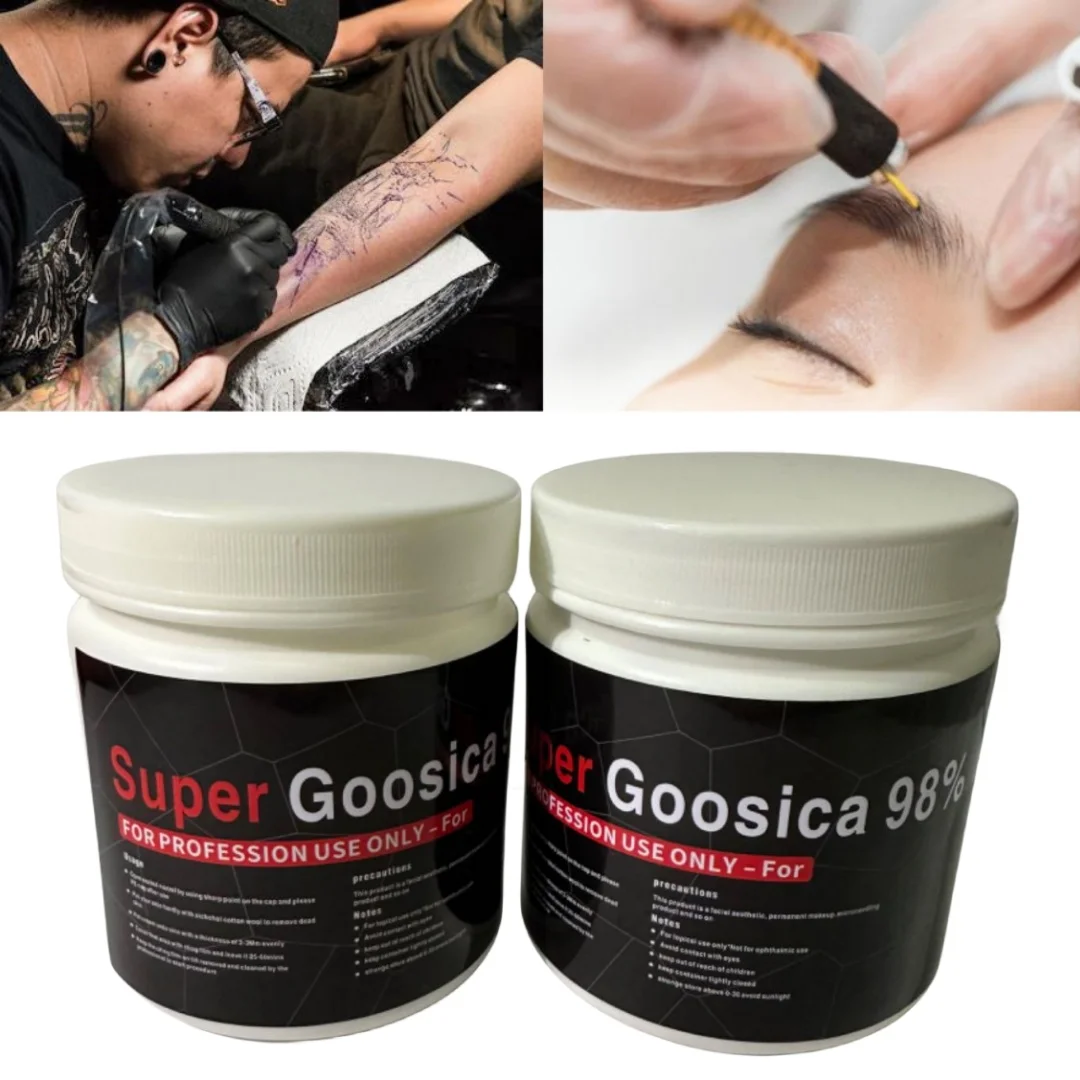 

NEW 98% 500g Super Goosica Tattoo Cream Before Permanent Makeup Microneedle Lips Eyebrow Auxiliary Cream Tattoo Removal