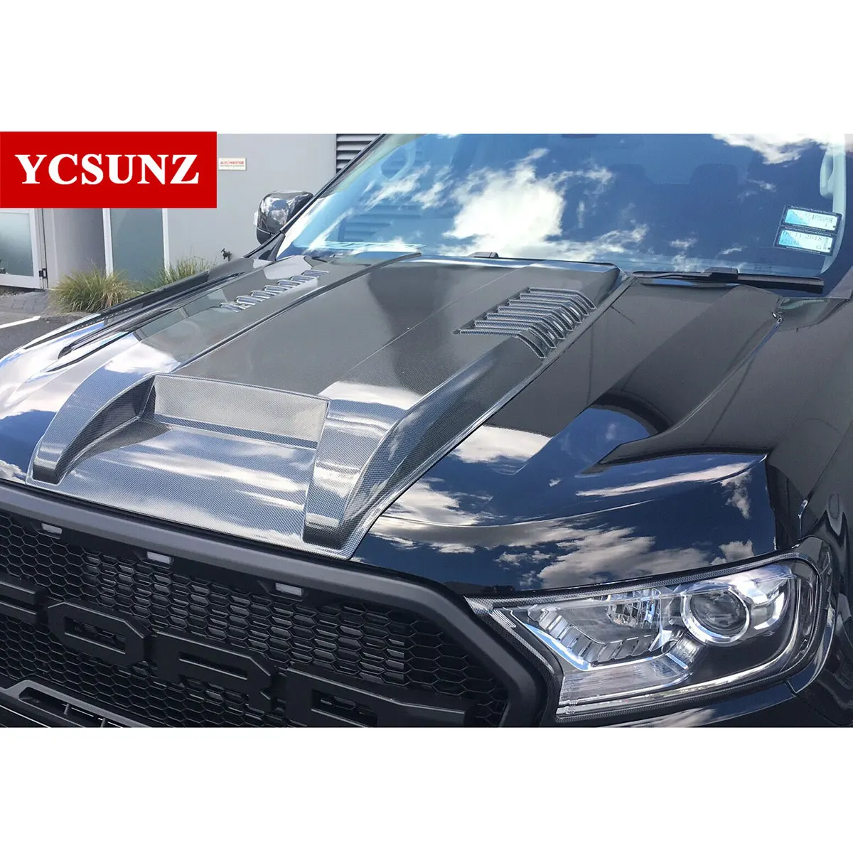 carbon fiber Bonnet Scoop For Ford Ranger T7 T8 Wildtrak For Ford Everest Endeavour Double cabin