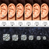 0.1-2 Carat D VVS Solitaire Moissanite Stud Earrings For Women Men Solid 925 Sterling Silver Sparkling Wedding Birthday Jewelry - Image 5