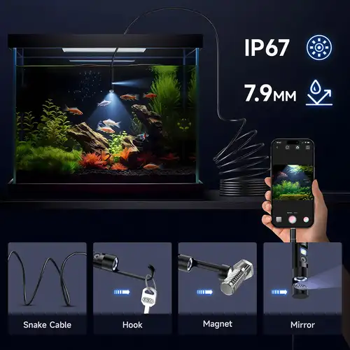 KERUI Single/Dual Lens Endoscope Camera For iPhone iPad IOS & Android Type-c Led Light IP67 Borescope Industry Inspection Camera - Image 5