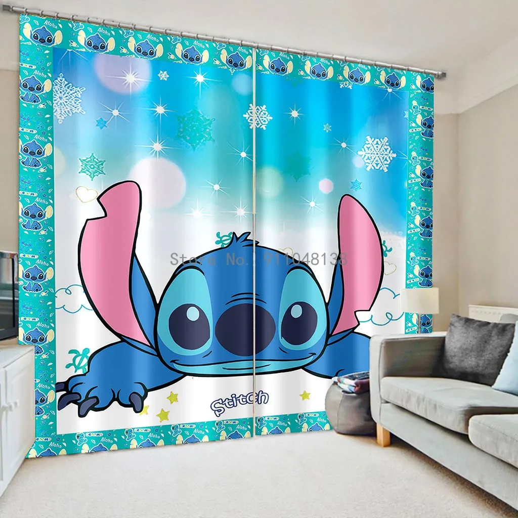 Rideaux occultants 3D Lilo Stitch, 2 panneaux, décoration de chambre à  coucher, salon, maison, enfants, garçons et filles, cadeau d'anniversaire de  noël - AliExpress