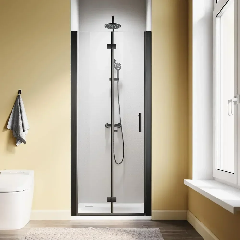 NEW-Bifold Shower Door, 30" W x 72" H, 1/4" Tempered Glass Shower Door, Foldable Shower Glass Door, Easy to Clean