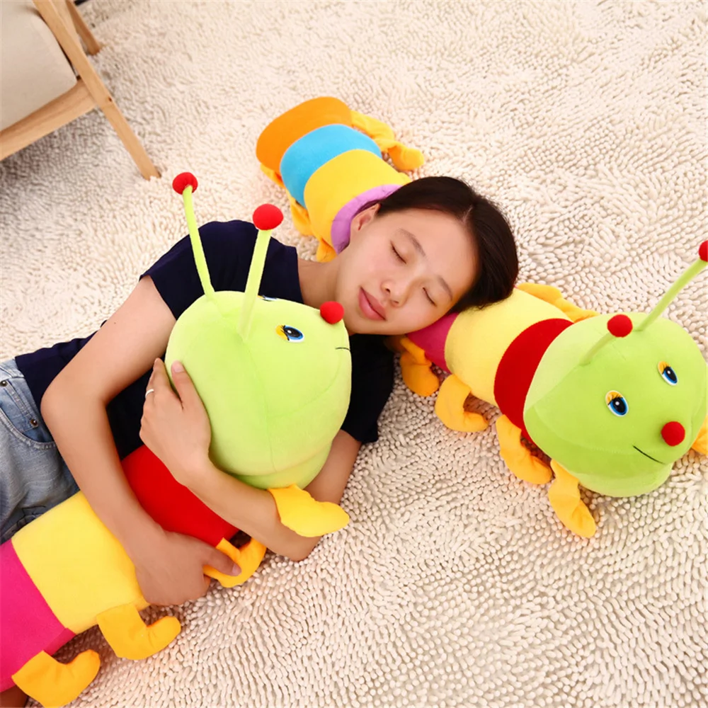 musical caterpillar sensory toy with rattles montessori newborn interactive animal toy hand coordination development 50CM Kawaii Caterpillar Soft Plush Toy Colorful Kids Stuffed Animal Pillow Cushion Cute Room Decor For Girls Birthday Gift