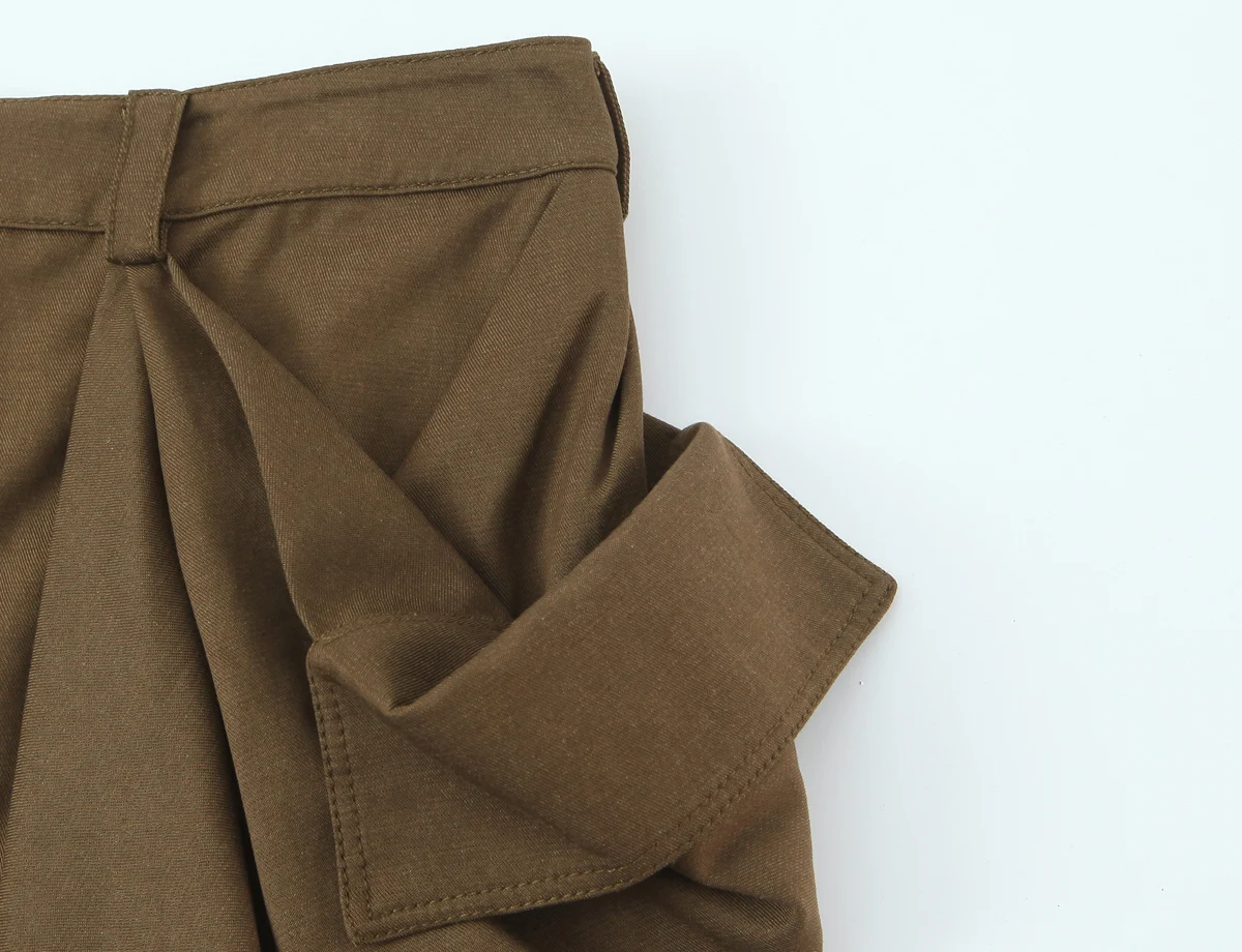KONDALA Casual Cargo Short Pants Big Pockets Women Trendy Pleated Shorts New 2026 Spring Summer Fashion High Street Lady Shorts