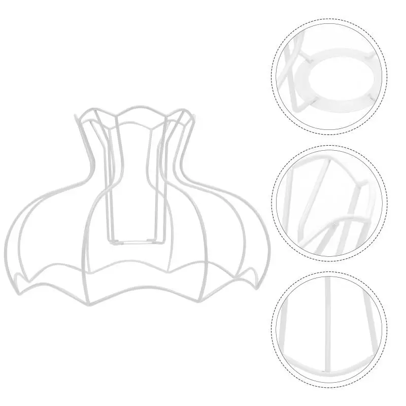 Description Picture 6 of itemWire Lamp Shade Frame Iron Lampshade Frame Scallop Dome E27 Light Bulb Guard Shade Cover Lighting Accessory