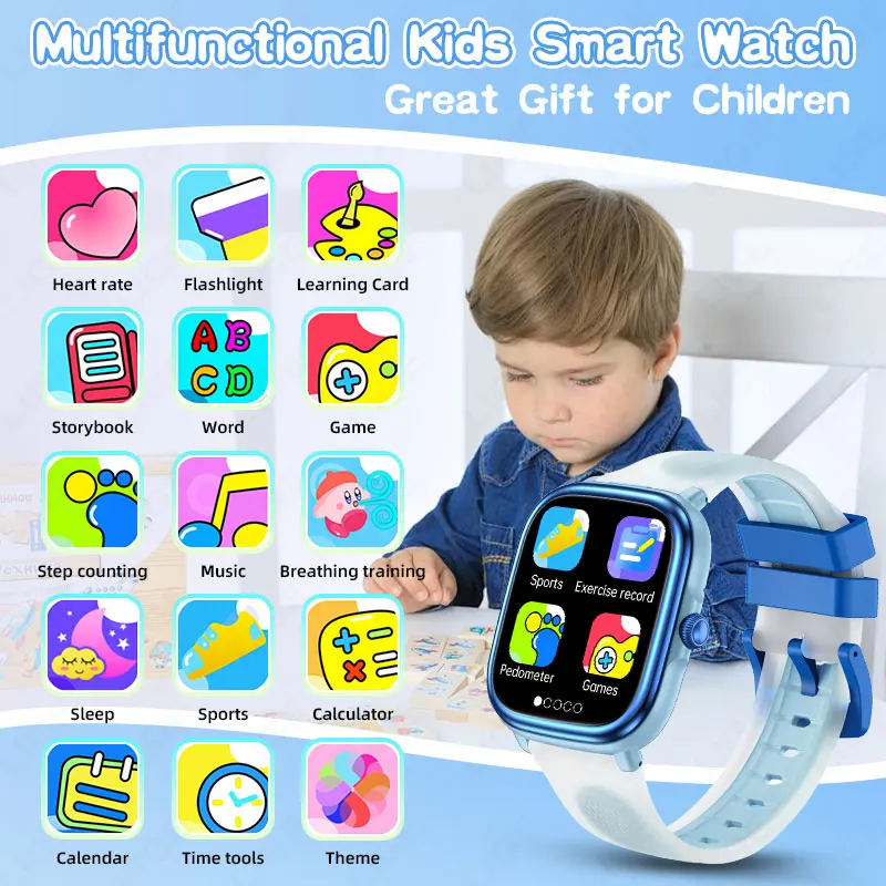 LIGE Kids Learning Smart Watch IP68 Waterproof Sport Pedometer Child Smartwatch Children's Health Tracker Watch Puzzle Game Gift