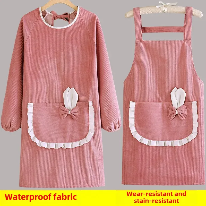 High-End Women's Waterproof Oil-Resistant Apron Loose Workwear for Home And Kitchen Use Easy to Wear And Comfortable