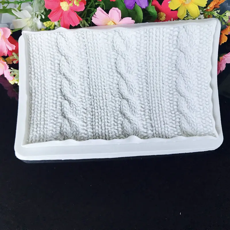 Sweater Pattern Knitting Texture Woolen Yarn Shape Silicone Mold Fondant Cake Decorating Tools Chocolate Baking Decorative Mold For knitting supplies,knitting material,knitting pattern cards,crochet yarn