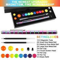 Magnetic Metal Fidget Pen With Colorful Magnet Balls Multifunctional Deformable Decompression Writing Pen Eliminate Pressure Pen 2
