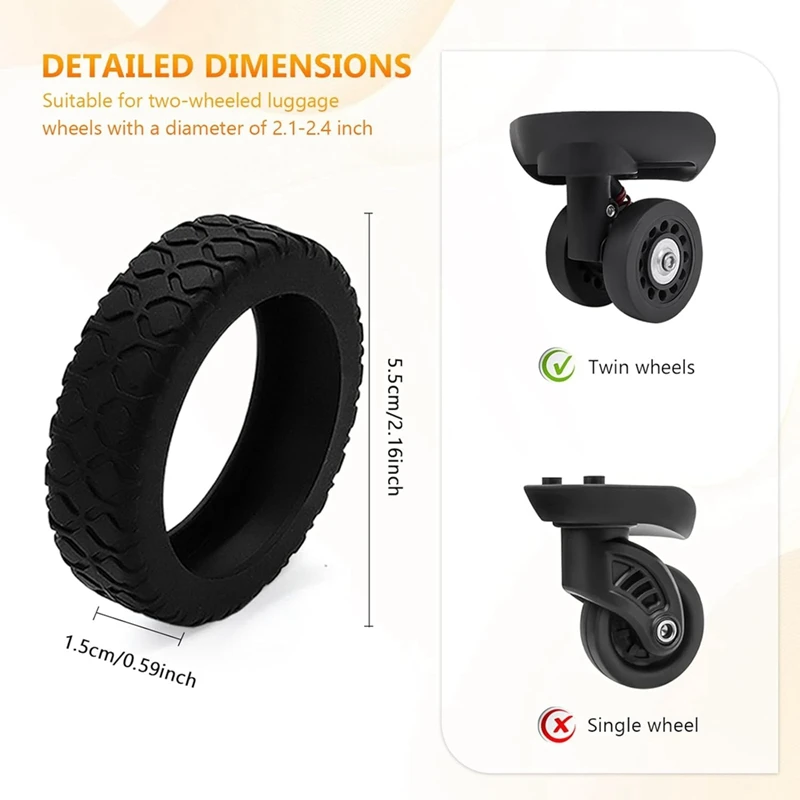 A74P-8Pcs Suitcases Wheel Covers,Silicone Luggage Compartment Wheel Cover For Most 8 Spinner Wheels