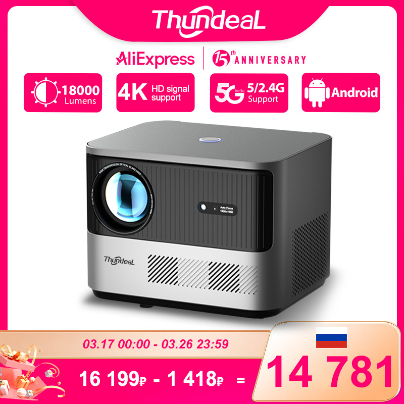 ThundeaL TDA6 Full HD Projector 1080P 2K 4K Video Home Theater Auto Focus 5G WiFi Android Projector TDA6W 3D Portable Proyector