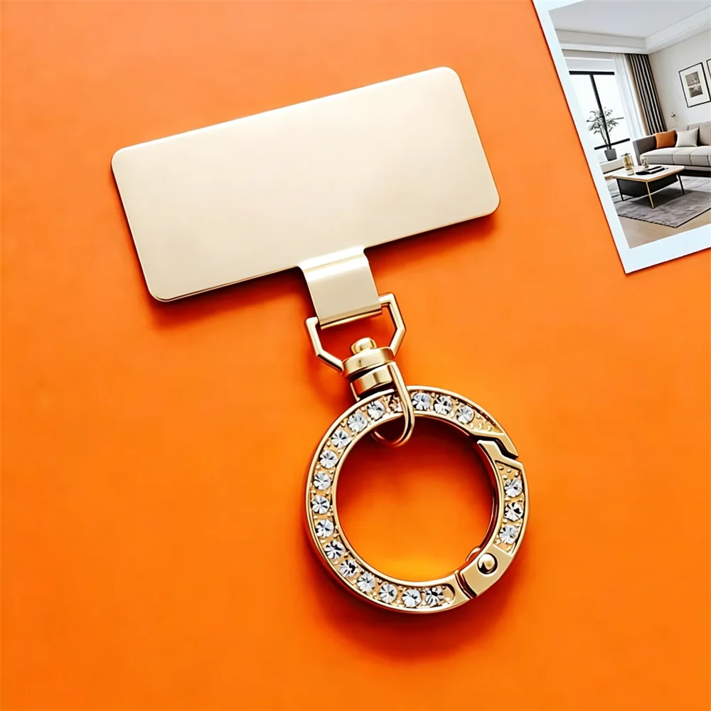 360° Rotatable Stainless Steel Phone Lanyard Clip with Shiny Spring Ring